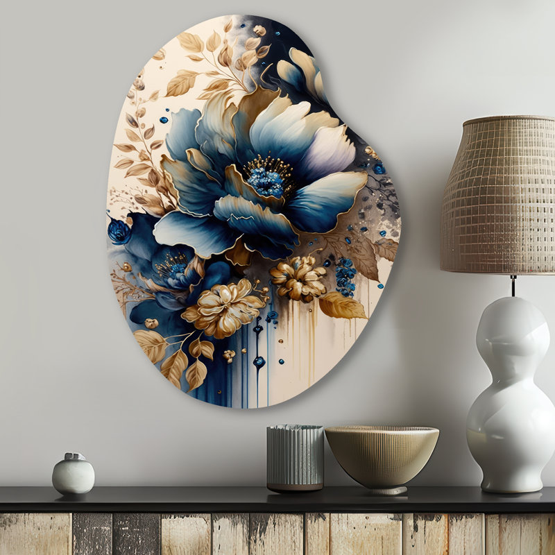 Gistel - Art mural en métal asymétrique floral en forme de poire, H 30 po x l 22 po x P 1 po