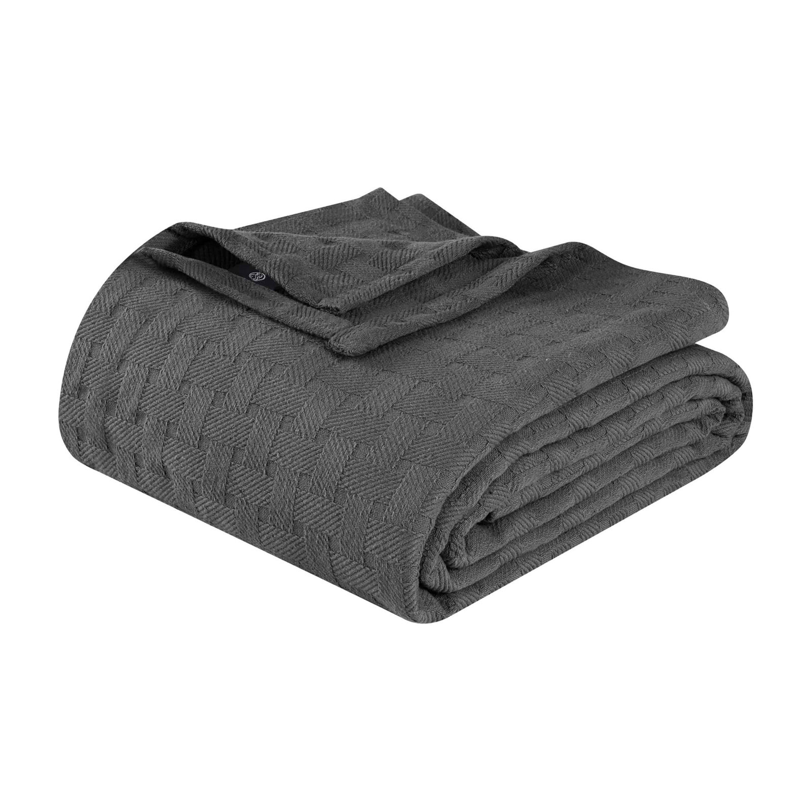 Bertie Basketweave All-Season Bedding Cotton Blanket, Charcoal, Twin