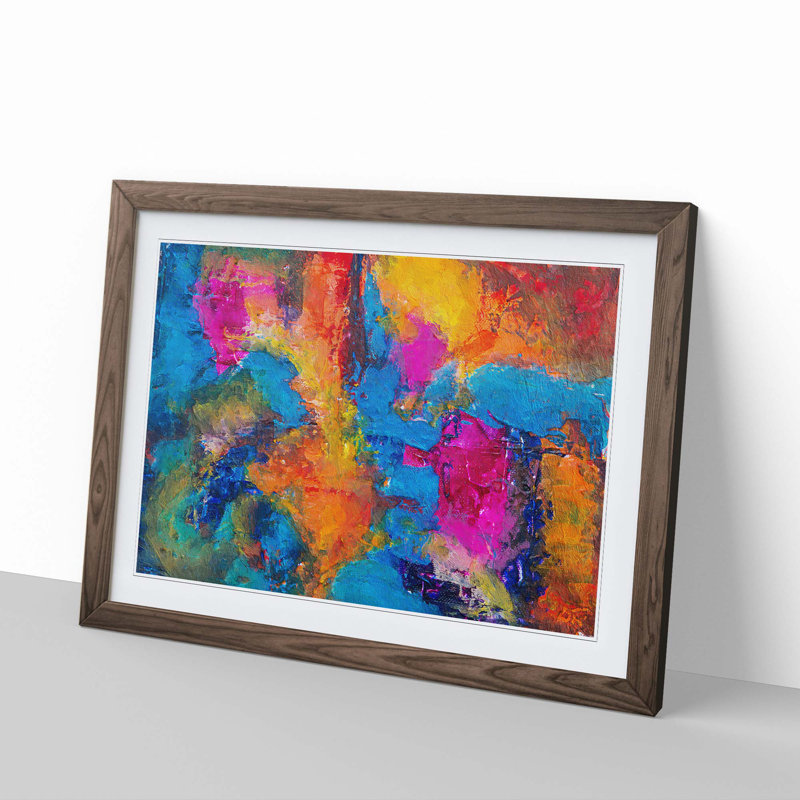 Abstract Vol.345 by S.Johnson - Single Picture Frame Painting, 24cm H x 33cm W x 2cm D, Walnut Framed