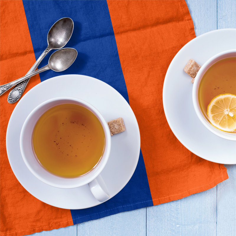 Anaheim Stripe Tea Towel Kitchen Towel, Poly Twill, Orange/Royal Blue/Orange