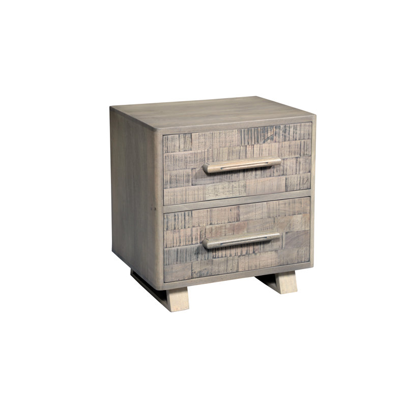 2-drawer Solid Wood Nightstand, White