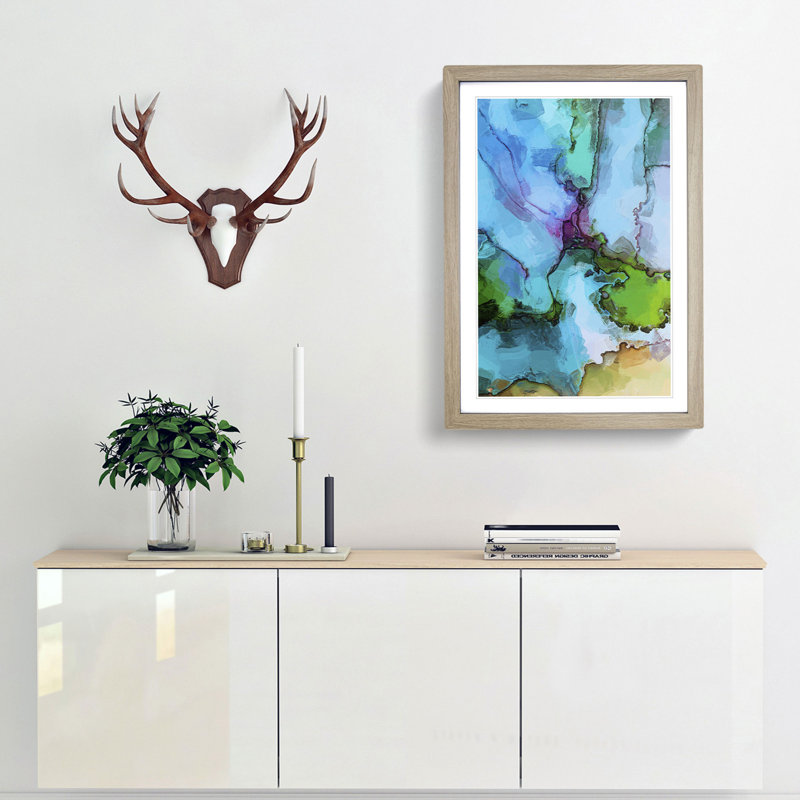 Uniting Inks in Abstract - Picture Frame Graphic Art Print, Oak Framed, 48cm H x 36cm W x 2cm D