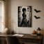 «Gothic Woman in Vines with Black Cat», art mural sur toile-1868207932