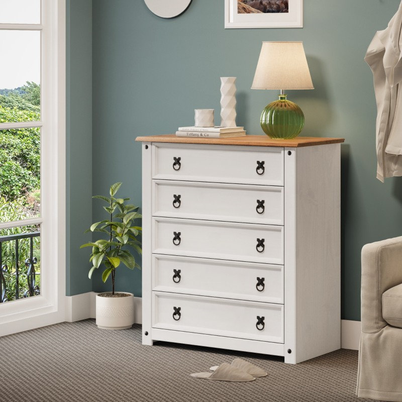 Quaniece 80 cm W Chest of 5 Drawers