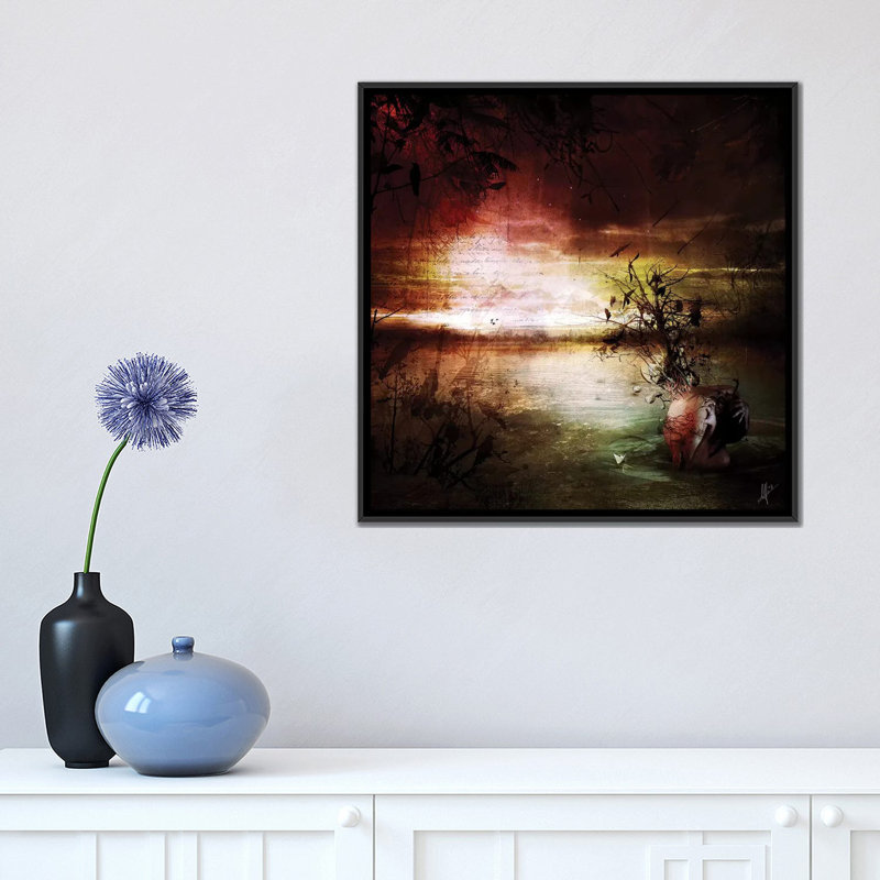 « seul », reproduction d’impression sur toile, H 18 po x l 18 po x P 1,5 po, Toile avec cadre noir, Pas de tapis