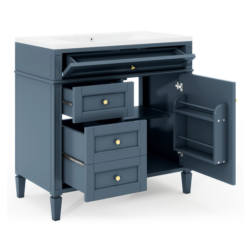 Armoire de meuble-lavabo 36 po avec lavabo supérieur, 2 tiroirs, 1 tiroir basculant et 1 porte