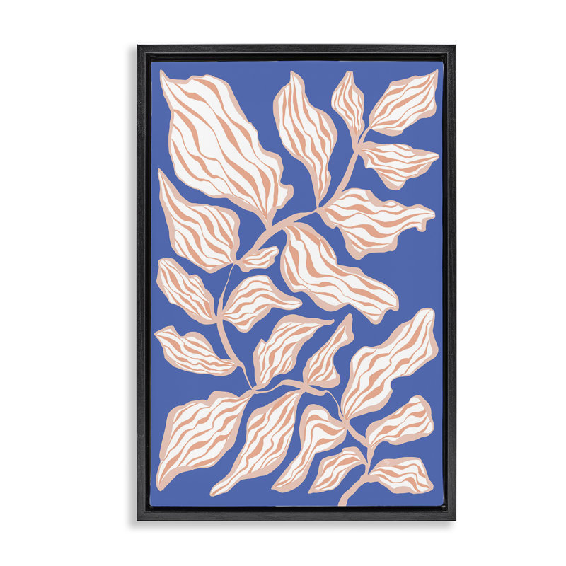 «Curving Leaves Impression Floater» par Martina Pavlova, H 25 po x l 17 po, Cadre flottant noir de jais