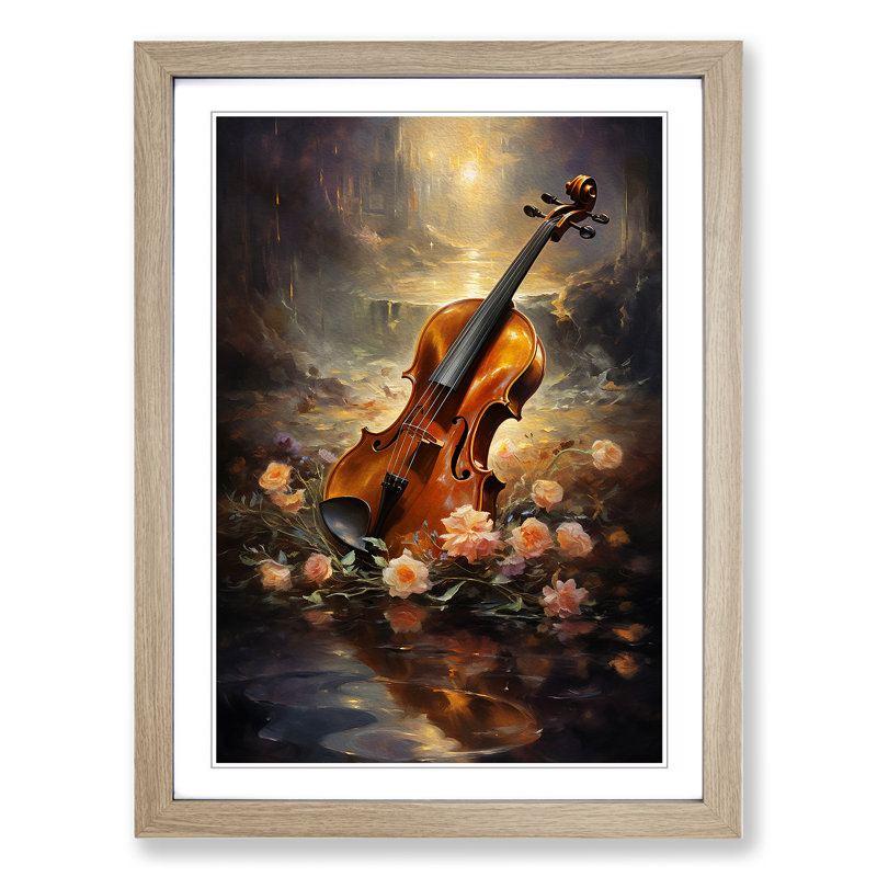 Violin Romanticism - Framed Print, 34cm H x 25cm W x 2cm D, Oak