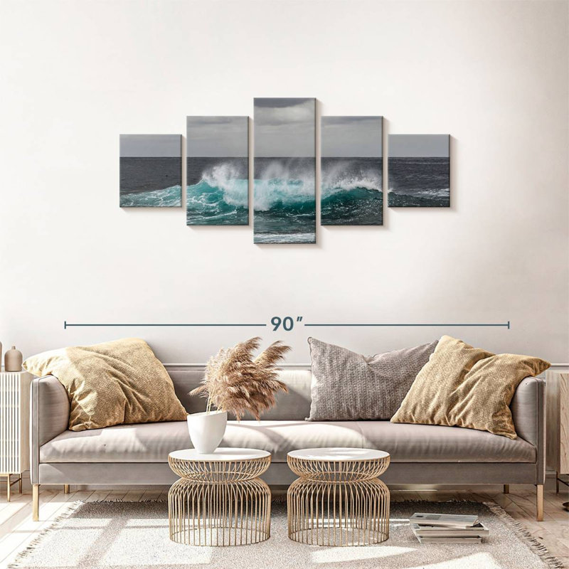 Ensemble de 5 pièces Ocean Wave Pop sur toile, H 68 po x l 30 po x P 1,25 po
