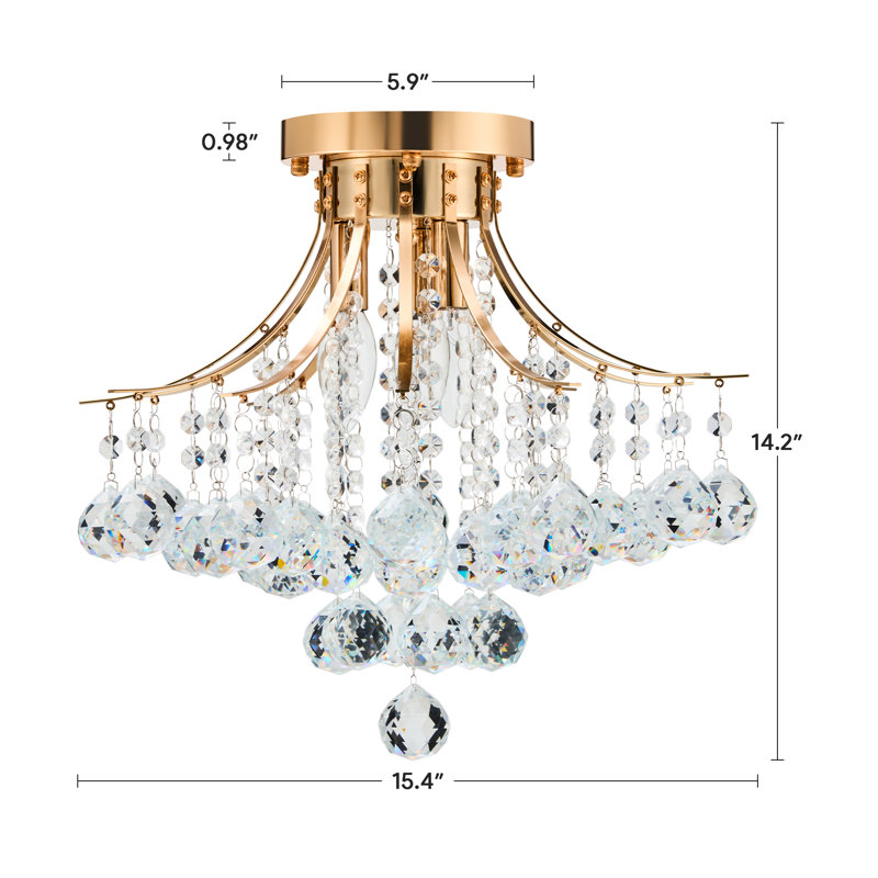 Lesbury 3 - Light Dimmable Tiered Chandelier, Gold