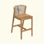 Tabouret d'extérieur en bois de teck avec coussin, ensemble de 2