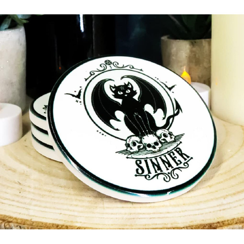 Becerril Ceramic Round 4 Piece Coaster Set