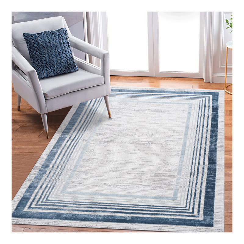 Collection Blue / Bordered Area Rug, Rectangle 7'9" x 10'