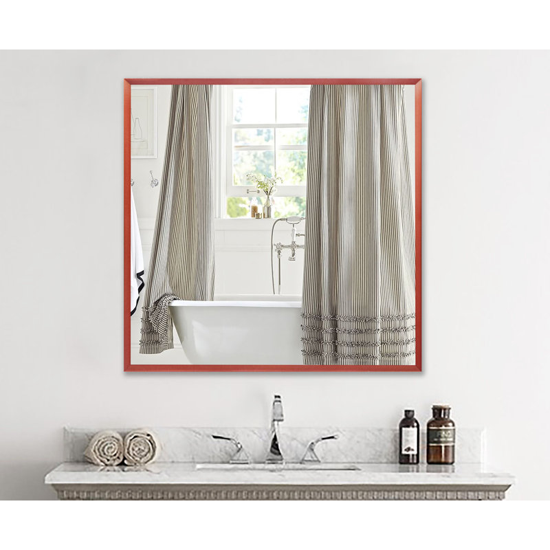 Derosier Metal Flat Wall Mirror, 27.5'' x 27.5'', Spice