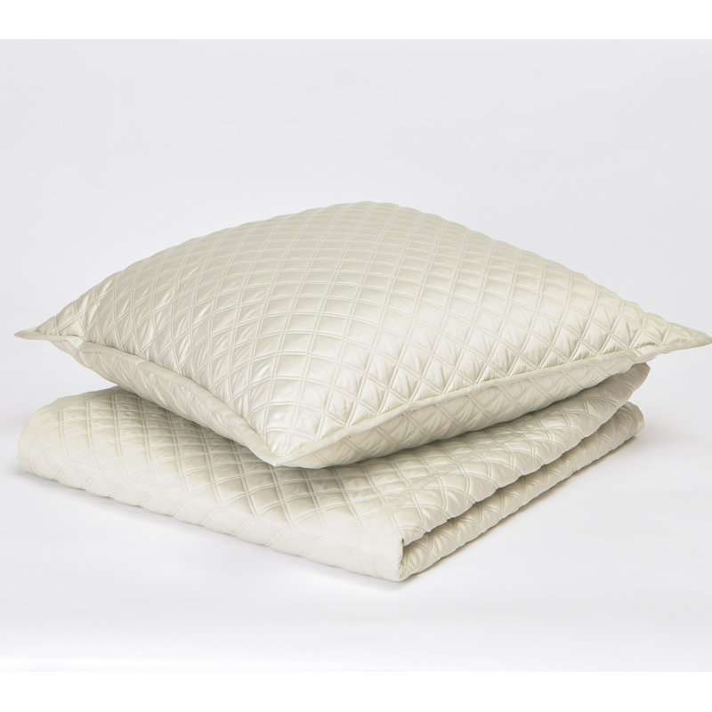 Double Diamond Coverlet, King Coverlet + 3 Euro Shams, Ivory