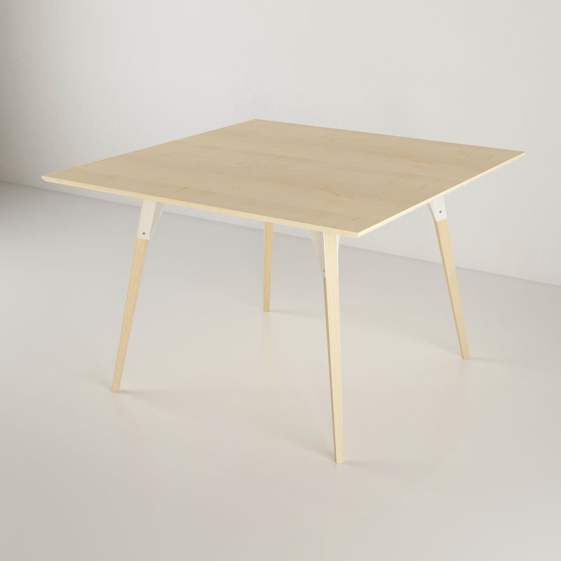 Table de salle à manger Clarke, H 30 po x L 46 po x l 46 po, Blanc / érable, Érable