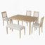 Ensemble de salle à manger 6 pièces, table rectangulaire en bois avec 4 chaises et 1 banc pour la cuisine et la salle à manger-1377914286-1377914273