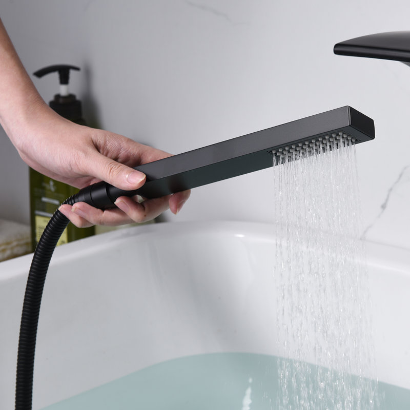 1 Handle Bathroom Waterfall Faucet with Diverter, Matte Black