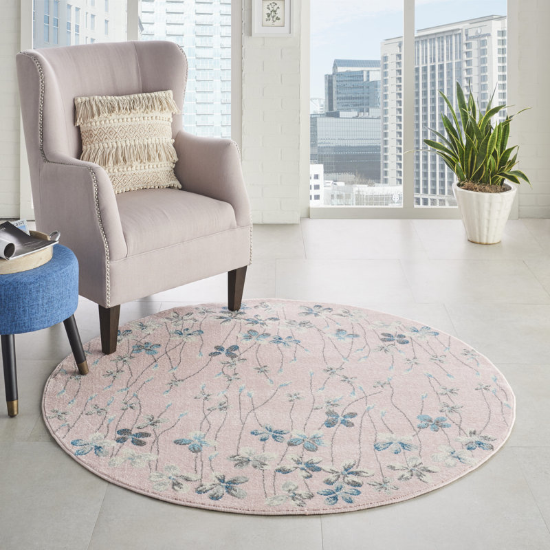 Floral Indoor Rug, Round 5'3"