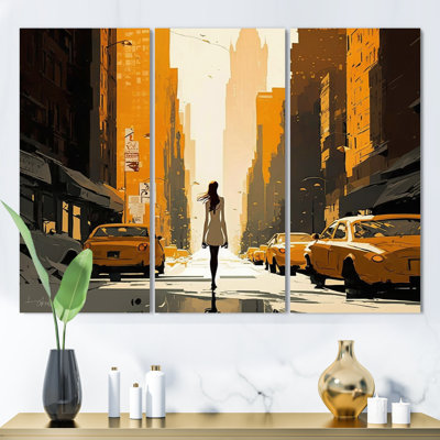 «Young And Stylish In New Ork», reproduction sur toile 3 pièces