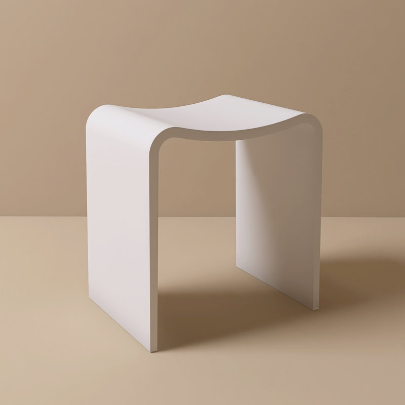 Freestanding Solid Surface Shower Stool , White