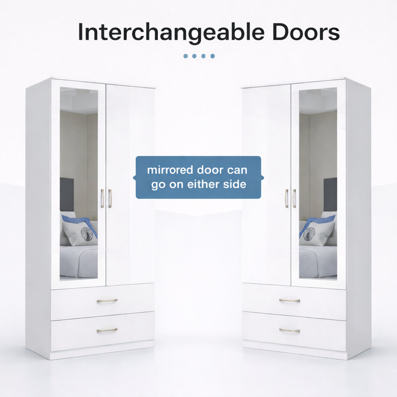 2 Door Manufactured Wood Wardrobe