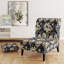 Beige et bleu Dahlia Retreat - Fauteuil de chambre rembourré de style campagnard, fauteuil d'appoint floral rustique