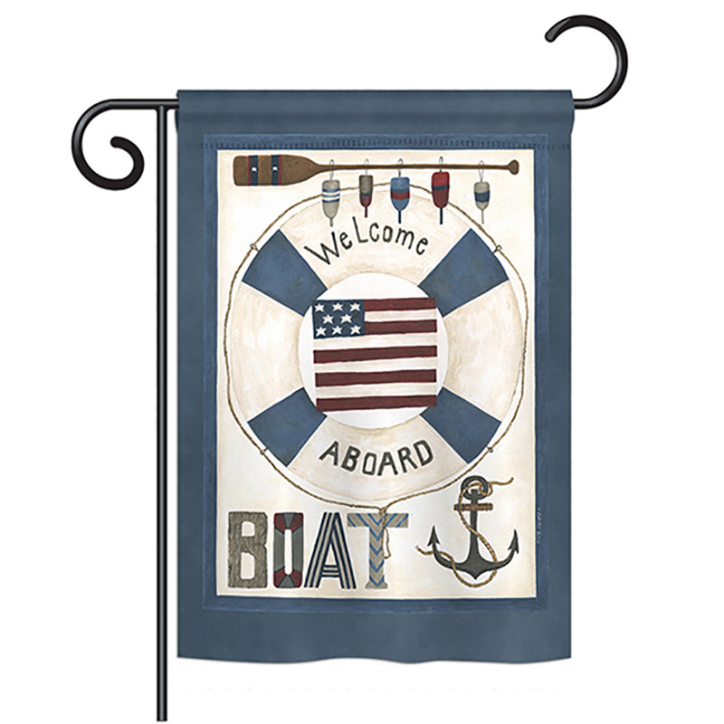 Drapeau de jardin en polyester à 2 côtés Kinnison Welcome Aboard Coastal, H 18,5 po x l 13 po