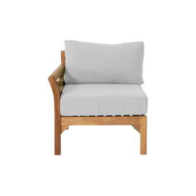 Chaise de patio en teck avec coussins Kendrica