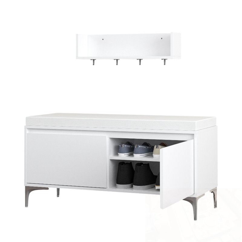 Wall-Mounted and Storage Bench Set with hook and 2 doors