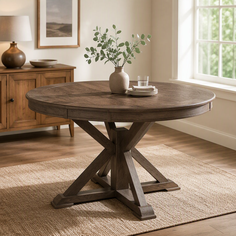 Dining Table, Oak Natural Wood + OFF White