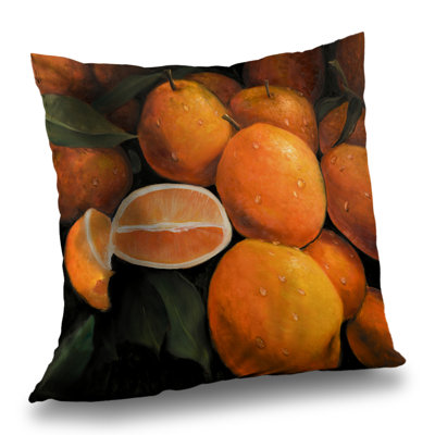 Fresh Oranges Throw | Hyperrealist Kitchen Poly Twill Decor