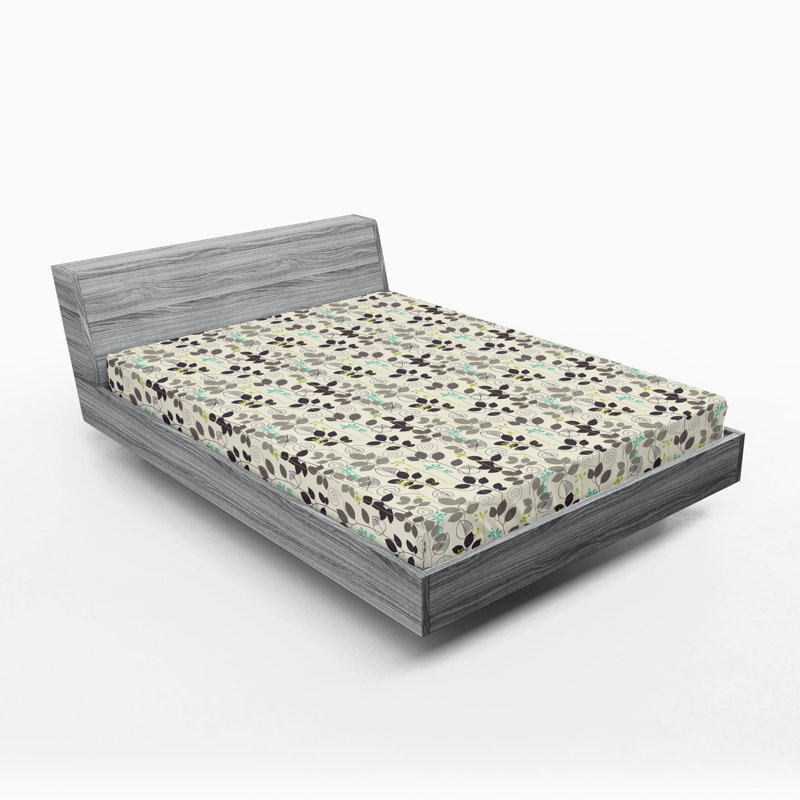 Ensemble de 2 draps-housse dégradés Ambesonne bleu sarcelle très clair bleu pâle et blanc, Multicolore / floral 4