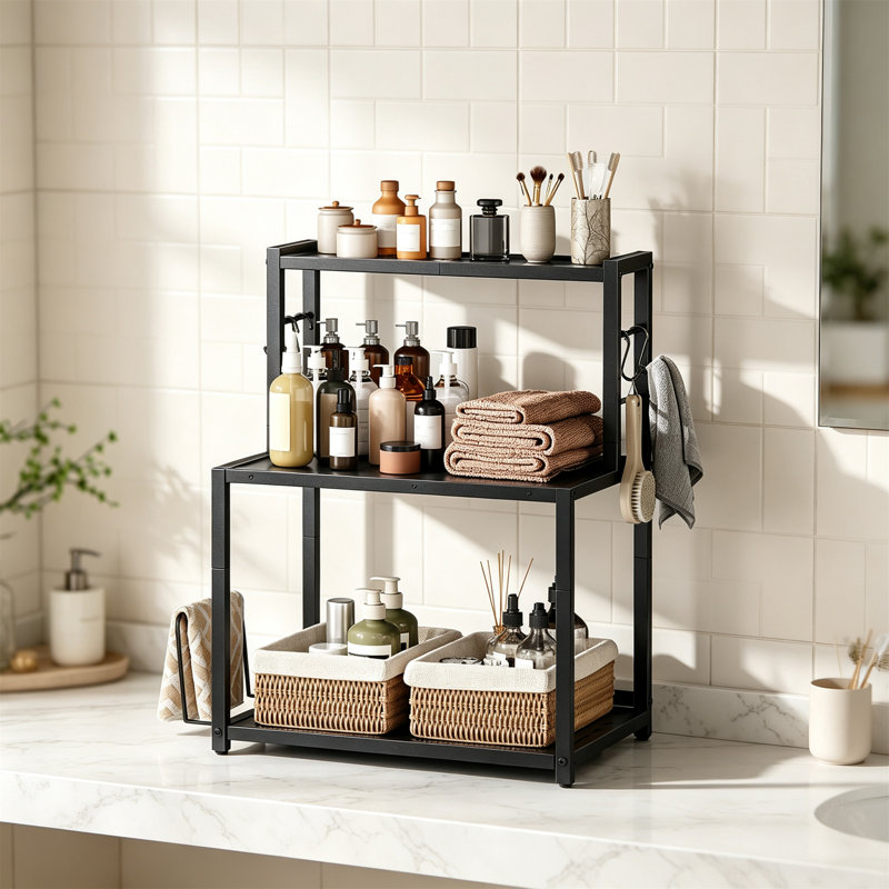 3-Tier Microwave Shelf, Black