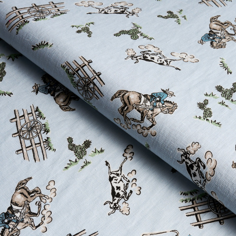 Tissu en lin Schumacher x Marie-Chantal Wild West Performance, Bleu