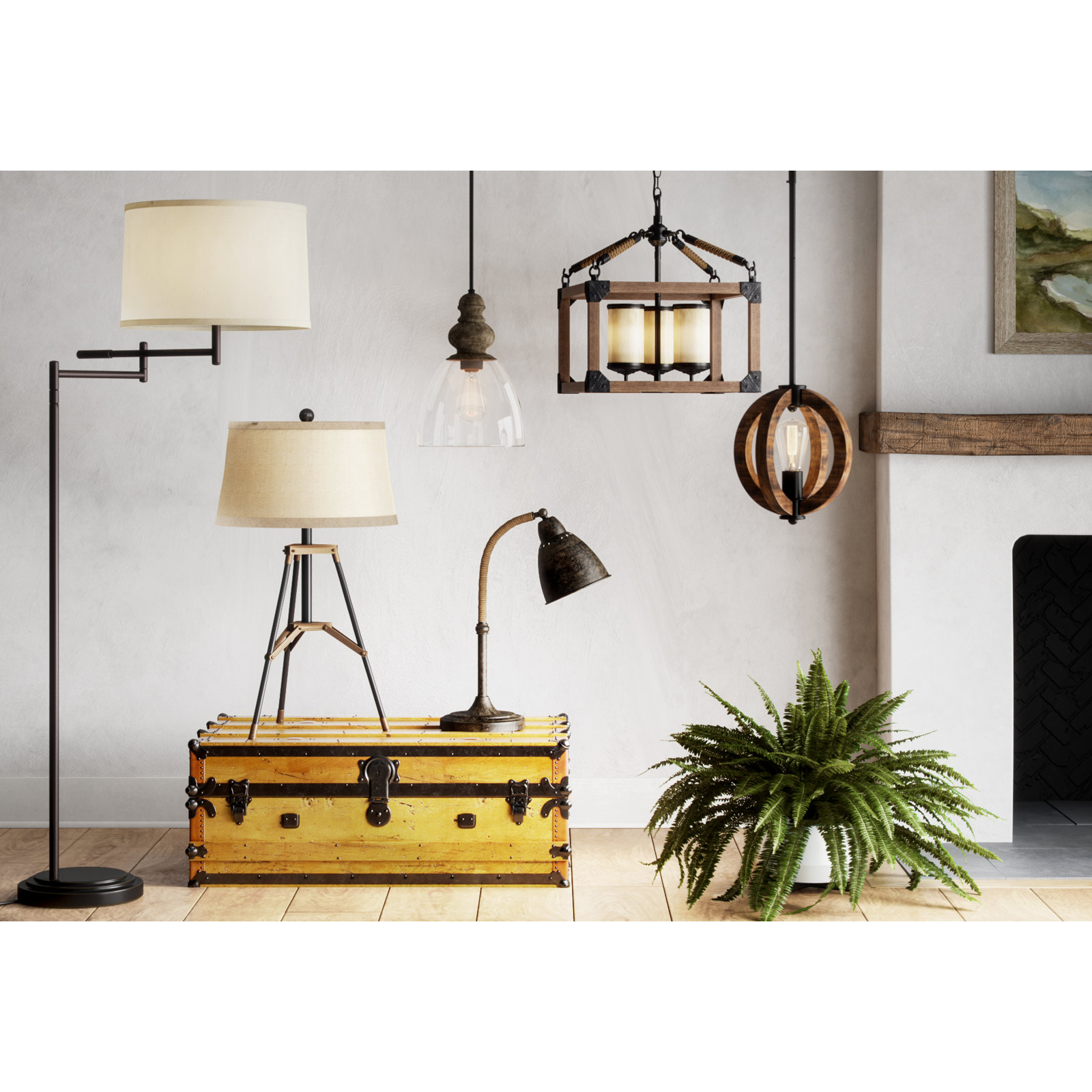 Delmare Single Light Glass Steel Dimmable Pendant