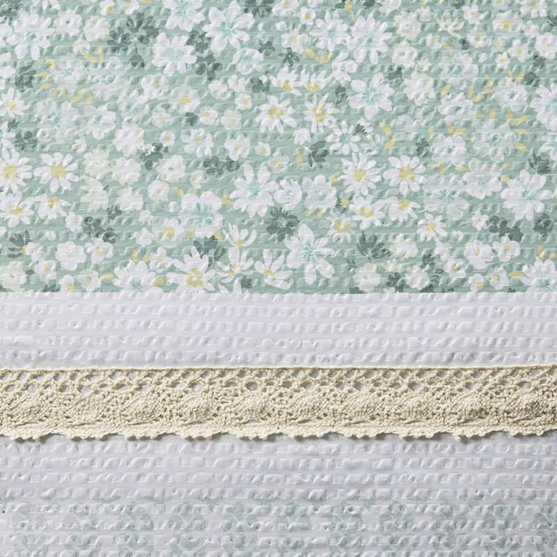 Literie en seersucker double / grand avec 2 coussins décoratifs - Shabby Chic Design