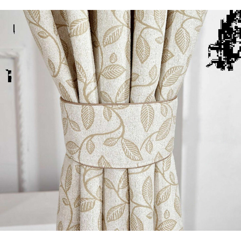 Awrad Semi Sheer Curtain Pair, Beige, 228cm Width x 183cm Drop
