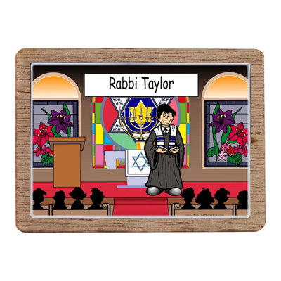 Personalized Rabbi Male Wooden Magnet - Great Gift!