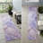 2' X 8' Gray and Purple Abstract Washable Non Skid Indoor Outdoor Runner Rug