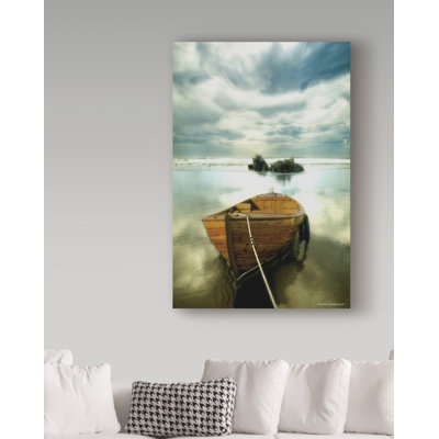 'The Old Boat' Acrylic Painting Print on Wrapped Canvas