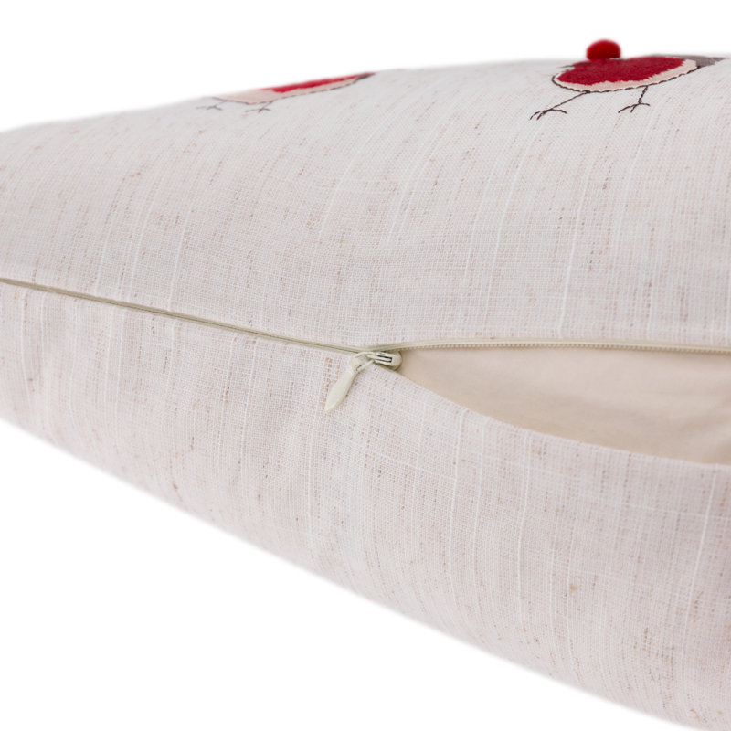 Housse de coussin décoratif à imprimé oiseaux de Noël 18 po x 18 po