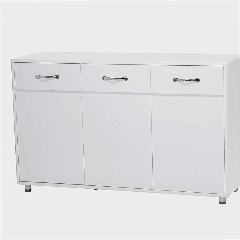 Three-door side table - white