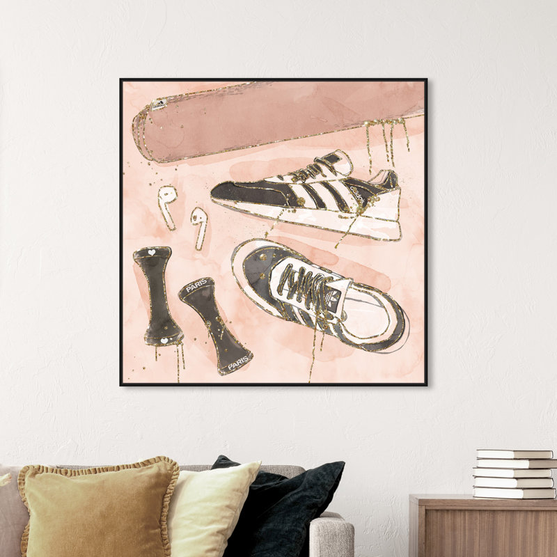 Workout routine Glam Shoes - impression d'art graphique, H 40 po x l 40 po x P 2 po, Black Framed