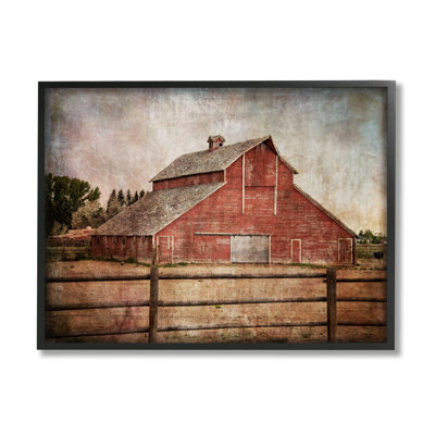 Vintage Rustic Barn par Ramona Murdock, reproduction d'art sur bois sans cadre