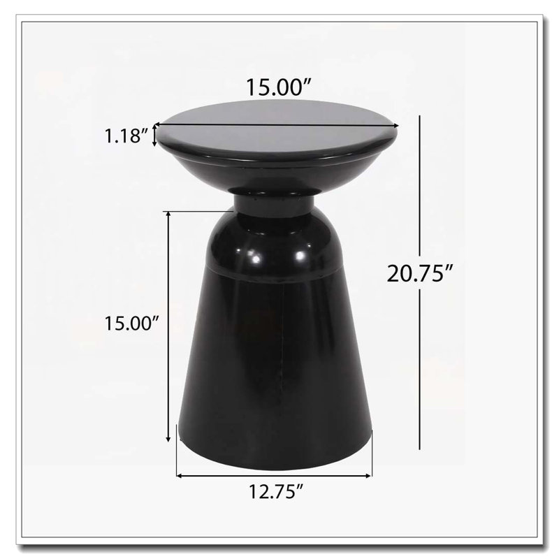 Outdoor Metal End Table, Black
