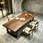 Tan Rectangular Solid Wood Dining Table-1322155848