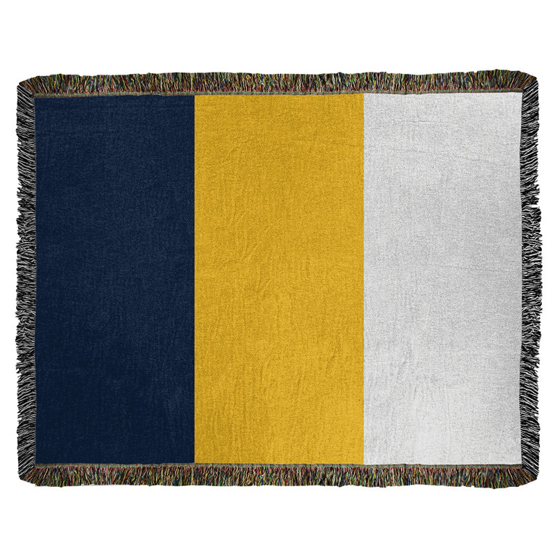 Couverture en coton Charlotte, L 37 po x L 52 po, Bleu minuit / jaune basketball / blanc, Baseball Denver