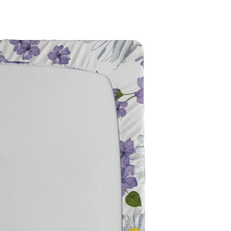 Microfiber Floral Fitted Sheet, Twin XL Fitted Sheet, Purple Floral