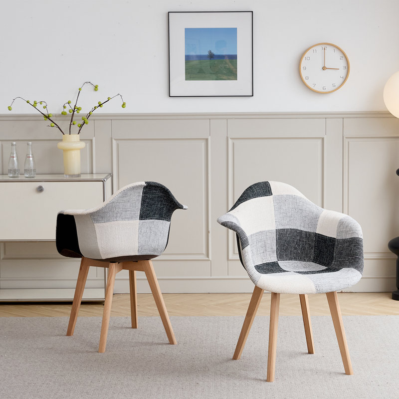 Oakes 39cm H Upholstered Armchair, Black/White/Grey